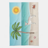 クリームグイタリアンレイハウンドアットトロピカルサマービーチ キッチンタオル (縦)