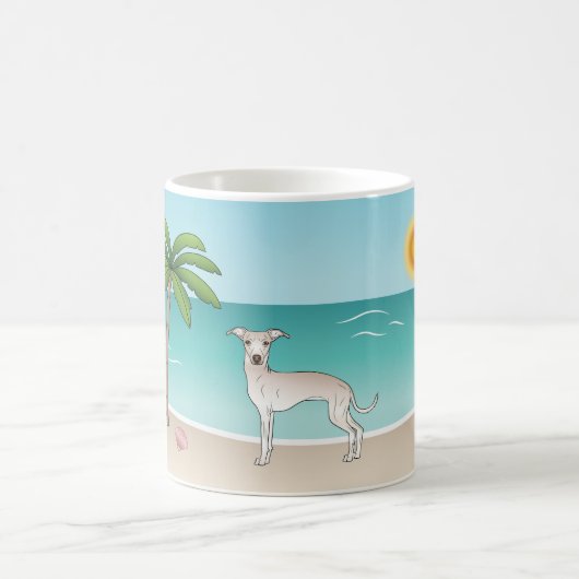 クリームグイタリアンレイハウンドアットトロピカルサマービーチ コーヒーマグカップ (中央)