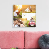 クリームグモダンリッドモノグラム結婚の4フォトコラージュ キャンバスプリント (インサイチュ (リビング))
