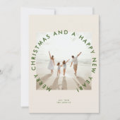 クリームグモダンリーンシンプルクリスマスフォトグリーティング シーズンカード (正面)