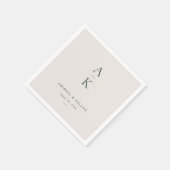 クリームグモダンリーンモノグラムアーストー結婚ン スタンダードカクテルナプキン (角)