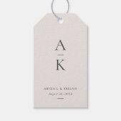 クリームグモダンレーモノグラムアーストー結婚ン ギフトタグ (正面)