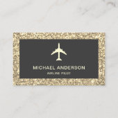 クリームグリッタージェット航空機航空機パイロット 名刺 (正面)