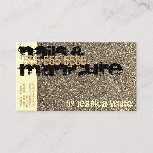 クリームグリッタースプリングス爪、 ネイルスタジオ爪、 ネイルマニキュア 名刺 (正面)