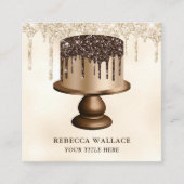 クリームグリッターチョコレートドリップスアイシングケーキベーカリー スクエア名刺 (正面)