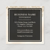 クリームグリッターティール(緑がかった色)タフテッドケーキベーカリー スクエア名刺 (裏面)