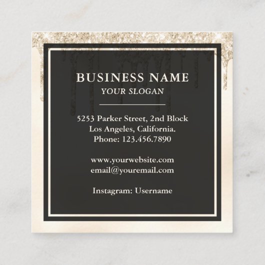 クリームグリッターブルグンディフローラタフテッドケーキベーカリー スクエア名刺 (裏面)