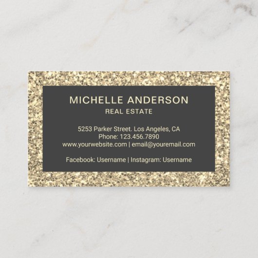 クリームグリッターヴィンテージアンティーク実在鍵エステート 名刺 (裏面)