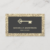 クリームグリッターヴィンテージアンティーク実在鍵エステート 名刺 (正面)