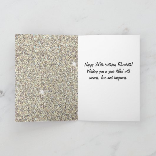 クリームグリッター30歳の誕生日 カード (内部)