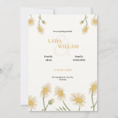 クリームグリーンとイエローフローラ結婚式招待状 招待状 (正面)