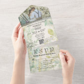 クリームグリーンのユーカリ植物QRコード オールインワン招待状 (貼ってはがせる)