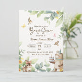 クリームグリーンウォーターのカラーベビーシャワー招待状 招待状 (スタンド正面)