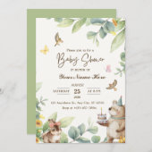 クリームグリーンウォーターのカラーベビーシャワー招待状 招待状 (正面/裏面)