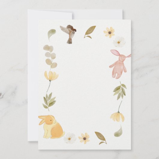 クリームグリーンウォーター色ベビーシャワー招待状 招待状 (裏面)