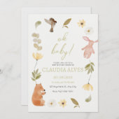 クリームグリーンウォーター色ベビーシャワー顕彰 招待状 (正面/裏面)