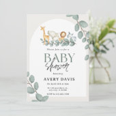 クリームグリーンウォーター色ベビーシャワー顕彰 招待状 (スタンド正面)