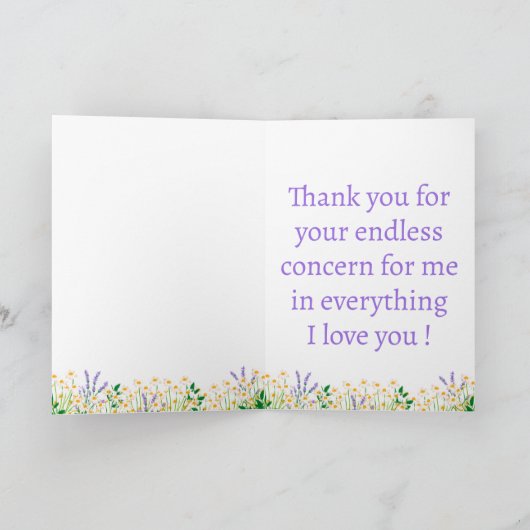 クリームグリーンシンプルフローララベンダー母の日 シーズンカード (内部)