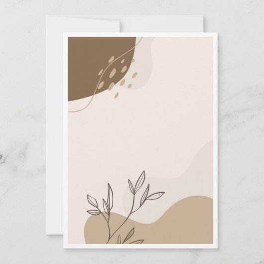 クリームグリーンシンプル図解入りの、写真付きの結婚式招待状 招待状 (裏面)