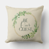 クリームグリーンダマスクかわいらしビーアヴェーストゲスト クッション (正面)