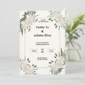 クリームグリーンフローラ結婚式招待状 招待状 (スタンド正面)