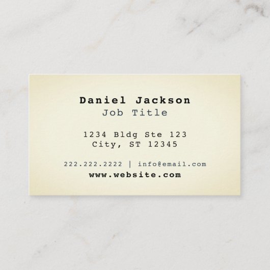 クリームグリーンミニマルウォーターリップルレインタイプライター 名刺 (裏面)