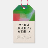 クリームグリーンレッドアモダンート抽象芸術ホリデー ギフトタグ (正面)