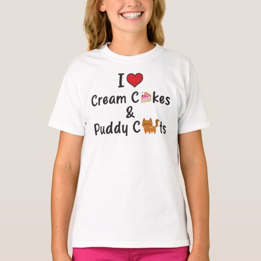クリームケーキと猫が大好き Tシャツ (正面)