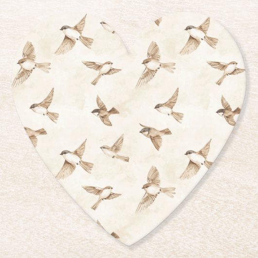 クリームコテージ鳥のブライダルシャワー ペーパーコースター (正面)