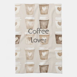 クリームコーヒーハートカップ キッチンタオル