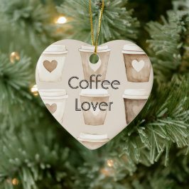 クリームコーヒーハートカップ クリスマス セラミックオーナメント