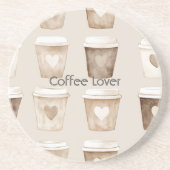 クリームコーヒーハートカップ コースター (正面)
