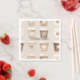 クリームコーヒーハートカップ スタンダードカクテルナプキン