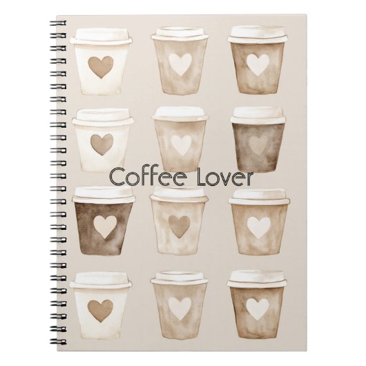 クリームコーヒーハートカップ ノートブック (正面)
