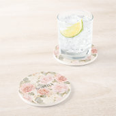 クリームコーラルピンクのバラの花束 コースター (側面)