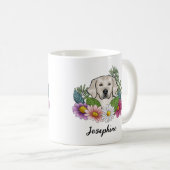 クリームゴールデンリトカラフルリーバーの花と名前 コーヒーマグカップ (正面右)