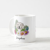 クリームゴールデンリトカラフルリーバーの花と名前 コーヒーマグカップ (正面左)