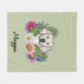 クリームゴールデンリトカラフルリーバーの花と名前 フリースブランケット (正面(横))