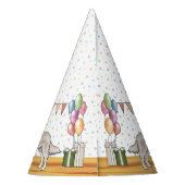 クリームゴールデンレトリエバードッグカラフルハッピーバースデー パーティーハット (裏面)