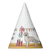 クリームゴールデンレトリエバードッグカラフルハッピーバースデー パーティーハット (右)