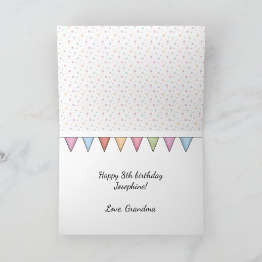 クリームゴールデンレトリエバードッグカラフル誕生日 カード (内部)