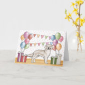 クリームゴールデンレトリエバードッグカラフル誕生日 カード (黄色い花)