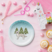 クリームゴールデンレトリエバードッグブルーウィンタークリスマス ペーパープレート (パーティー)