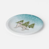 クリームゴールデンレトリエバードッグブルーウィンタークリスマス ペーパープレート (アングル)