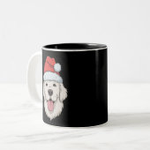 クリームゴールデンレトリエバーラバークリスマスサンタハット ツートーンマグカップ (正面左)