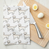 クリームゴールデンレトリバーかわいい漫画の犬のパターン キッチンタオル (四つ折り)