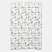 クリームゴールデンレトリバーかわいい漫画の犬のパターン キッチンタオル (縦)