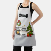 クリームゴールデンレトリバーのクリスマスルーム&名前 エプロン (インサイチュ)