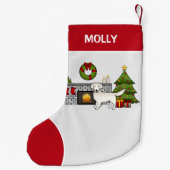 クリームゴールデンレトリバーのクリスマスルーム&名前 スモールクリスマスストッキング (裏面)