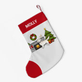 クリームゴールデンレトリバーのクリスマスルーム&名前 スモールクリスマスストッキング (裏面 (吊り時))